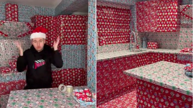 I kaloi pesë ditë duke e mbuluar shtëpinë me letra dekoruese, polaku befason familjarët – videoja shikohet nga tre milionë njerëz