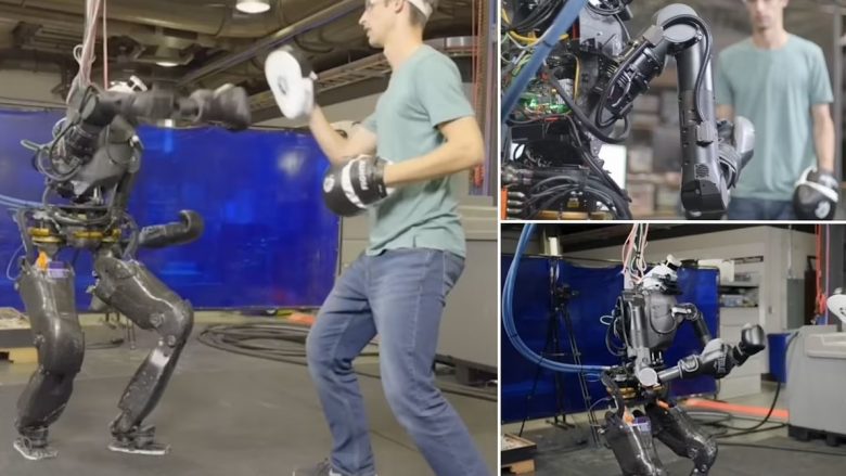 Roboti gjigant humanoid në rolin e boksierit, bën lëvizje të ngjashme me ato të profesionistëve të këtij sporti