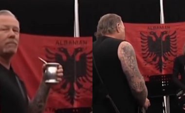 Metallica shihen duke bërë prova me flamurin e Shqipërisë të vendosur në prapavijë