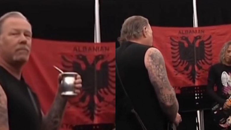 Metallica shihen duke bërë prova me flamurin e Shqipërisë të vendosur në prapavijë