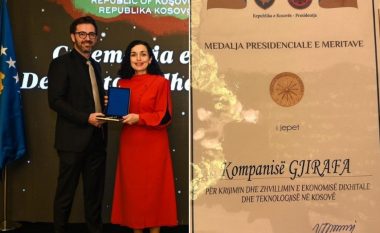 Kompania “Gjirafa” nderohet me Medaljen Presidenciale të Meritave