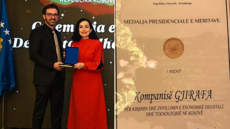 Kompania “Gjirafa” nderohet me Medaljen Presidenciale të Meritave