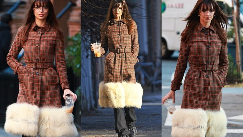 Emily Ratajkowski del plot stil me veshje dimërore në rrugët e New Yorkut
