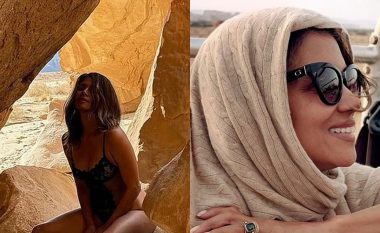 Halle Berry shfaq figurën e saj që sfidon moshën, me të brendshme me dantella teksa pozon në shkretëtirë