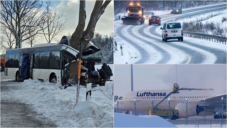 Tre të vdekur dhe të tjerë të lënduar – moti i ftohtë shkakton probleme në udhëtimet tokësore, hekurudhore dhe ajrore në Gjermani