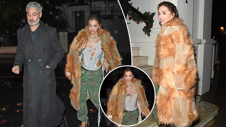 Me pantallona si të ushtrisë dhe pallto masive, Rita Ora shfaqet e lodhur pas largimit nga festa me bashkëshortin