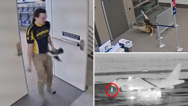 Kamerat e sigurisë filmuan momentet dramatike të riut në SHBA që motori i aeroplanit e mbyti