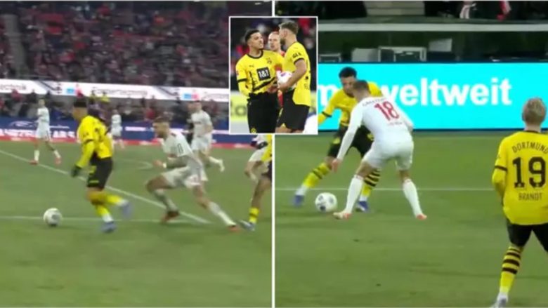 Jadon Sancho fiton penallti për Dortmundin, por bashkëlojtari i tij nuk e lejon ta ekzekutojë atë
