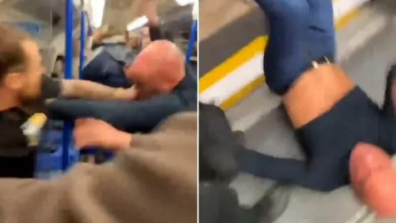 Përleshje masive në trenin e metrosë në Londër – burrat godasin dhe shajnë njëri-tjetrin përpara udhëtarëve të tmerruar