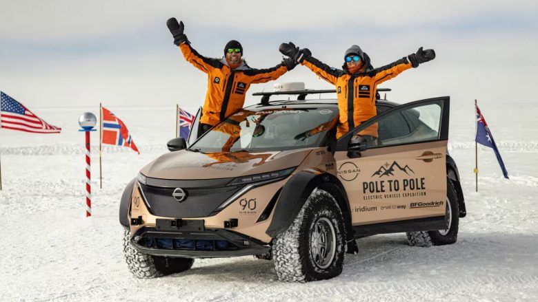 SUV-i elektrik Nissan Ariya i nisur nga Poli i Veriut, përfundon ekspeditën në Polin e Jugut pas 10 muajve – ja sa kilometra përshkoi