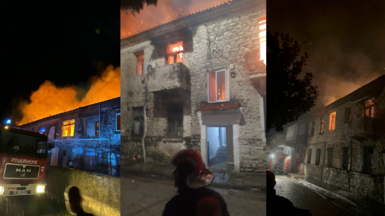 Zjarr në një ndërtesë dykatëshe në Memaliaj të Gjirokastrës, digjen 3 banesa