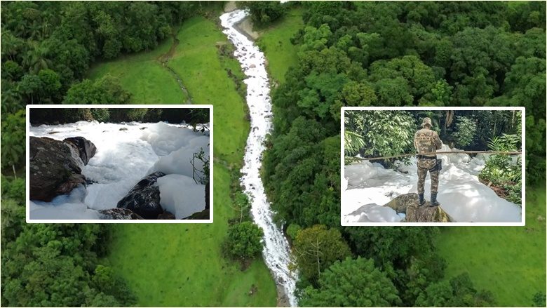 Uji shndërrohet në shkumë të bardhë pasi një kamion me substanca detergjentesh përplaset pranë një lumi në Brazil