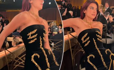 Dua Lipa tregon "vuajtjet" nga fustani i rëndë në 'Golden Globes', me të cilin mezi ulej në karrige