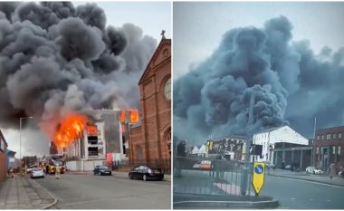 Zjarri masiv përfshin një ndërtesë në Liverpool – tymi i dendur kaplon qendrën e qytetit