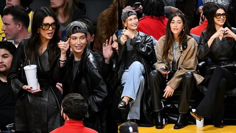 Kendall Jenner dhe Hailey Bieber duken simpatike me rroba thuajse të njëjta, në ndeshjen Los Angeles Lakers vs Oklahoma City