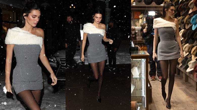 Kendall Jenner dukej elegante me një fustan të shkurtë, teksa shkon në një darkë në Aspen