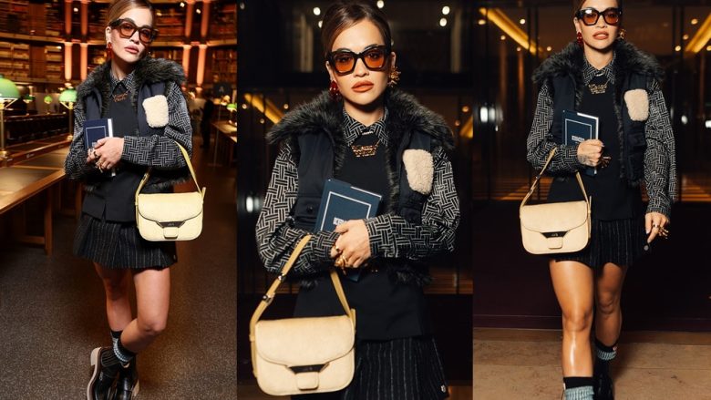 Rita Ora duket fantastike me një fund të shkurtë, teksa merr pjesë në shfaqjen e modës Kenzo në Paris