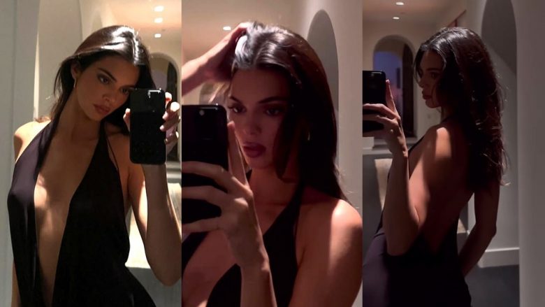 Kendall Jenner mahnit me një fustan të zi, teksa tregon fizikun e saj joshes, gjatë arratisjes në Aspen