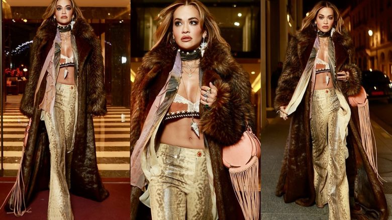 Rita Ora shkëlqen me stilin e saj unik, ndërsa largohet nga hoteli i saj në Paris