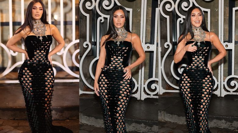 Kim Kardashian shfaq linjat e saj mahnitëse me një fustan elegant, gjatë Javës së Modës në Paris