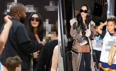 Kim Kardashian ribashkohet me ish-in Kanye West, teksa mbështesin djalin Saint, në ndeshjen e tij të basketbollit