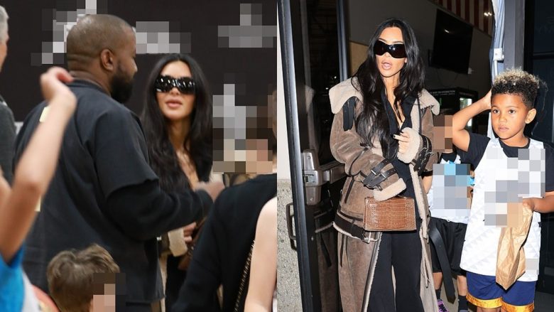 Kim Kardashian ribashkohet me ish-in Kanye West, teksa mbështesin djalin Saint, në ndeshjen e tij të basketbollit