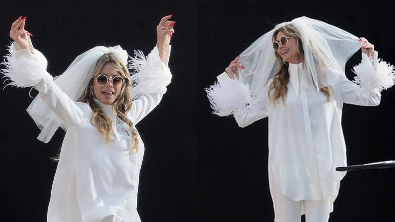 Heidi Klum vesh një vello martese dhe një veshje të bardhë, në setin e Los Angeles të “German’s Next Top Model”