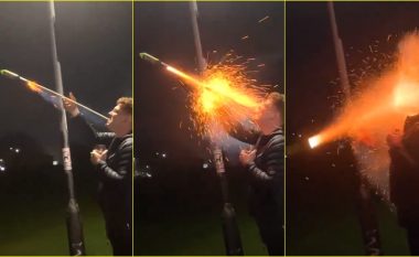 Një i ri në Angli tentoi të hidhte “fishekzjarren raketë” nga goja e tij – në një marifet të çuditshëm natën e Vitit të Ri