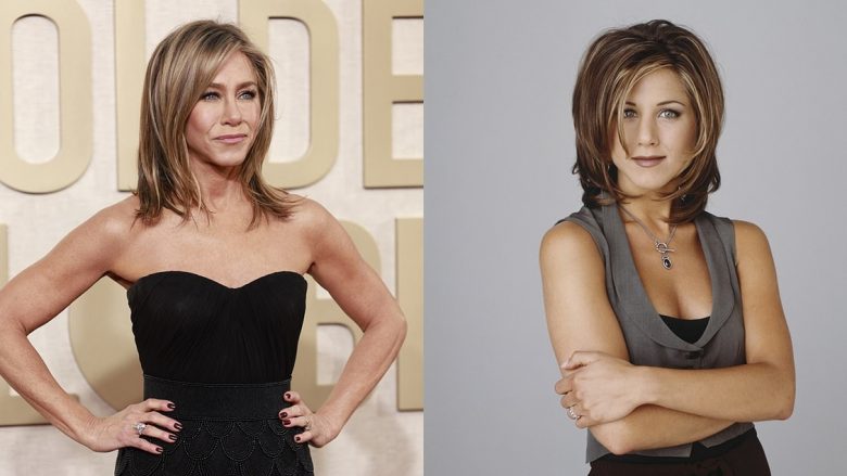 Jennifer Aniston rikthen prerjen e flokëve “Rachel”, teksa duket elegante për Golden Globes 2024