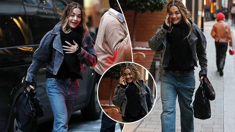 Rita Ora dhuron një buzëqeshje të lehtë për kalimtarët rrugëve të Londrës, ndërsa duket shumë në stil e veshur me xhinse