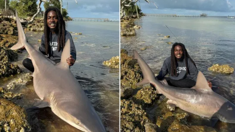 Burri nga Florida kap peshkaqenin pa u frikësuar fare