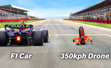 Shikoni garën mes dronit më të shpejtë në botë dhe kampionit të Formula 1, Max Verstappen