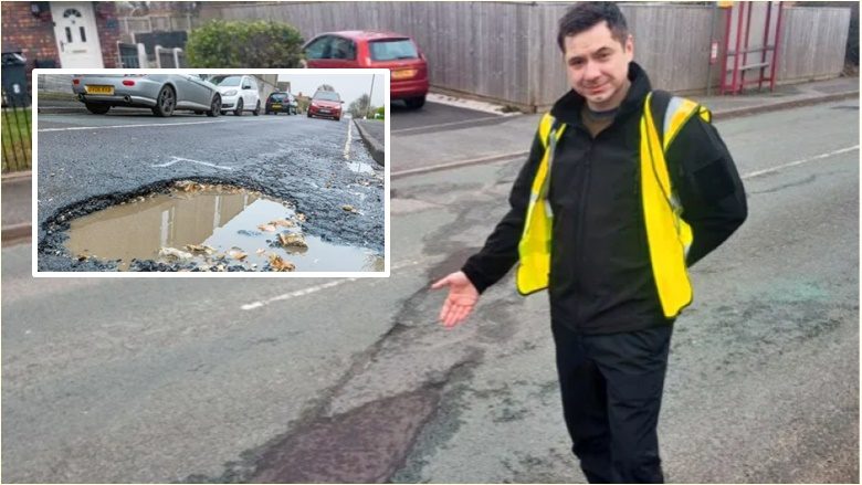 Shoferi në Angli kalon gjashtë orë në këmbë për të dokumentuar infrastrukturën e dëmtuar rrugore