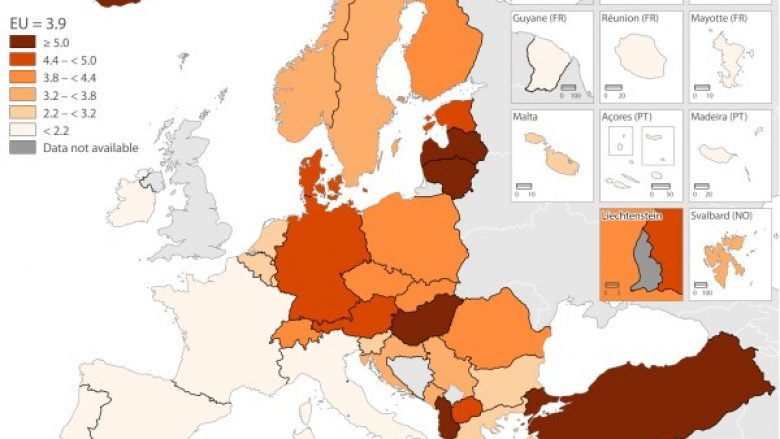 Martesat bien ndjeshëm në Evropë, ndërsa në Shqipëri janë ende ndër më të lartat