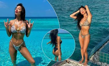 Nicole Scherzinger tregon linjat mahnitëse veshur me bikini, në pushimet në Maldive