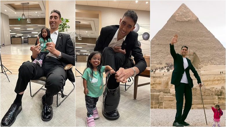 Burri më i gjatë dhe gruaja më e shkurtër në botë takohen përsëri, gjashtë vjet pas fotosesionit të tyre viral përpara piramidave egjiptiane