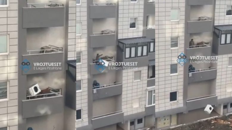 Veprim i rrezikshëm i një banori në Prishtinë, hedh lavatriçen nga ballkoni dhe rrezikon kopshtin për fëmijë