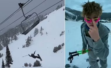 Tentoi të bëjë rrotullim në ajër me ski në Kanada, i riu përplaset direkt në teleferik – shpëton pa lëndime serioze