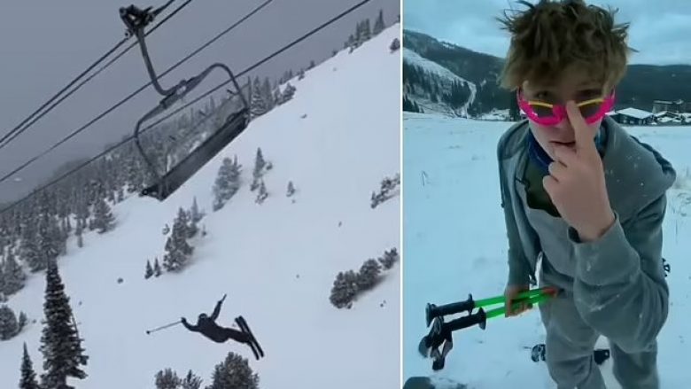 Tentoi të bëjë rrotullim në ajër me ski në Kanada, i riu përplaset direkt në teleferik – shpëton pa lëndime serioze