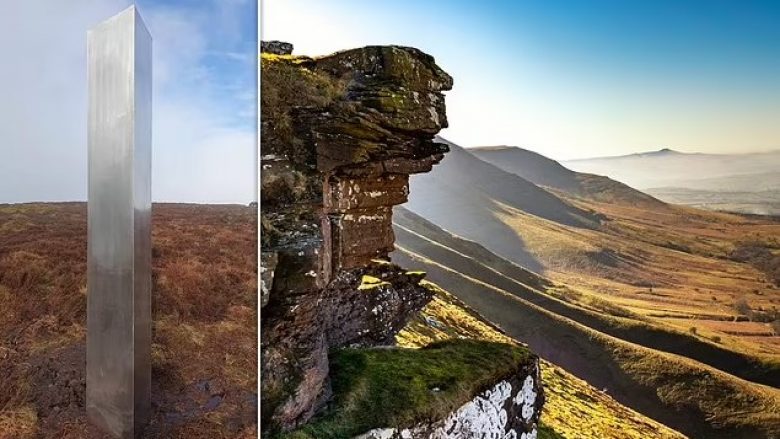 Misteri thellohet, monoliti i pestë në formë të çokollatës Toblerone shfaqet në majën e largët të kodrës së Uellsit