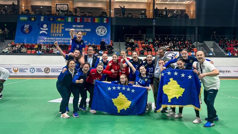 Festa e vashave të Kosovës pasi siguruan kualifikimin në Kampionatin Botëror të hendbollit