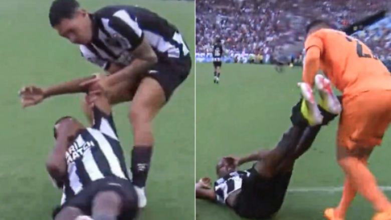 Skena qesharake në futbollin brazilian me një lojtar të lënduar që sa nxirret e futet në fushë