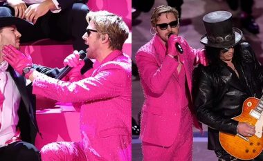 Ryan Gosling i veshur me kostum rozë performon hitin “I’m Just Ken” nga filmi “Barbie”