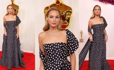 Jennifer Lawrence rikthehet elegante me fustan të zi në “Oscar Awards”, për herë të parë që nga viti 2018