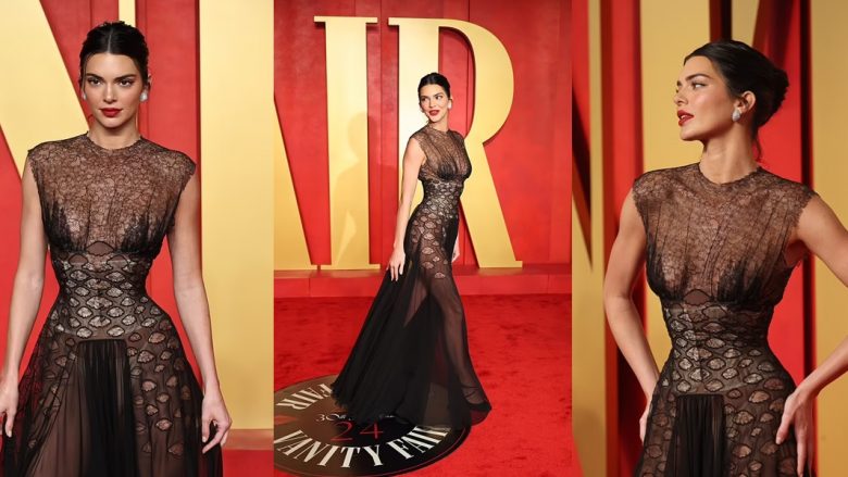 Kendall Jenner i lë pak imagjinatës me një fustan të zi të tejdukshëm, në festën e “Oscars”