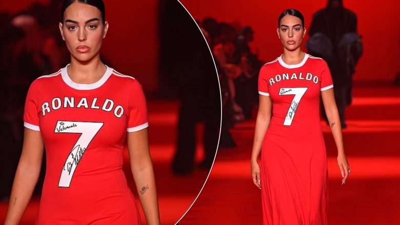 Georgina Rodriguez shfaqet me fanellën e famshme të të dashurit Cristiano Ronaldo, në sfilatën e Javës së Modës në Paris