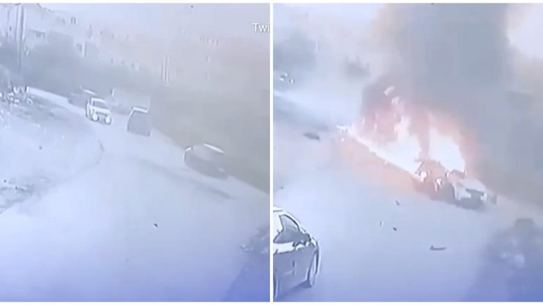 Momenti kur droni i ushtrisë izraelite hedh në erë veturën brenda të cilës humbën jetën tre pjesëtarë të “Xhihadit Islamik”