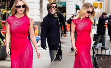 Sydney Sweeney sjell pranverën me një fustan rozë të gjatë, gjatë një daljeje në New York