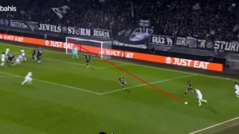 Edon Zhegrova me super gol ndaj Sturm Graz, shënon nga një pozitë pothuajse e pamundur