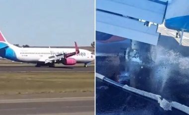 Pak momente pasi u ngrit në ajër, piloti i aeroplanit detyrohet të bëjë ulje emergjente në Afrikën e Jugut – iu dëmtua njëra gomë
